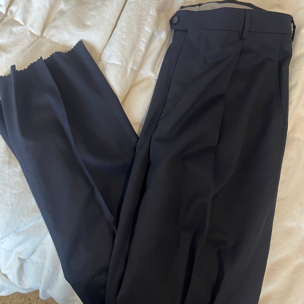 Men’s Navy Tailored Dress Pants Business Casual Slacks Straight Leg